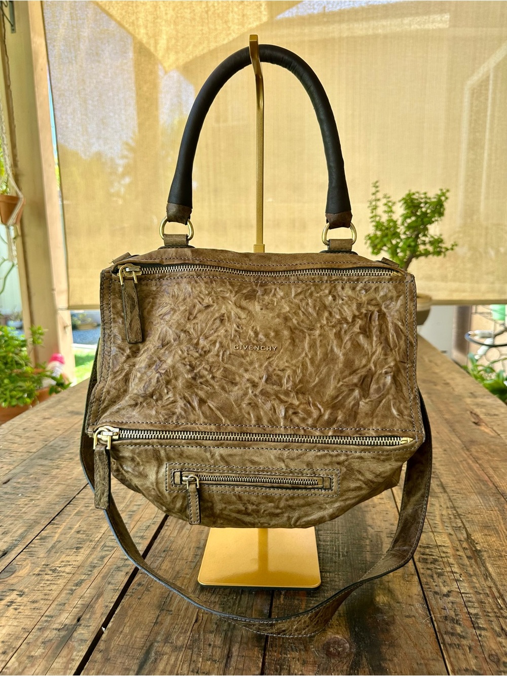 Givenchy Pandora Bag in Brown Distressed Pepe Leather Medium